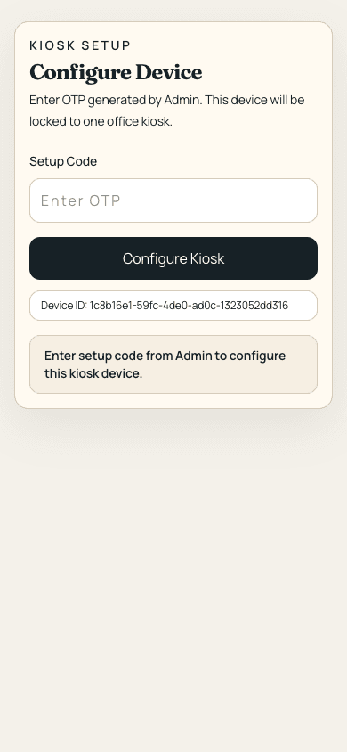 Kiosk screen on mobile device